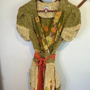 100% Silk Anthropologie Baraschi Floral Wrap Dress - Medium